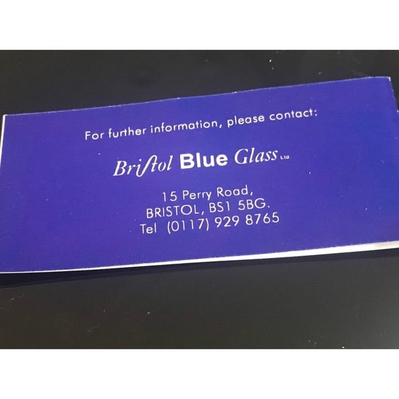 Late 20th Century Original Bristol Blue Glass Candlestick pair w/ box mint - Picture 4 of 11